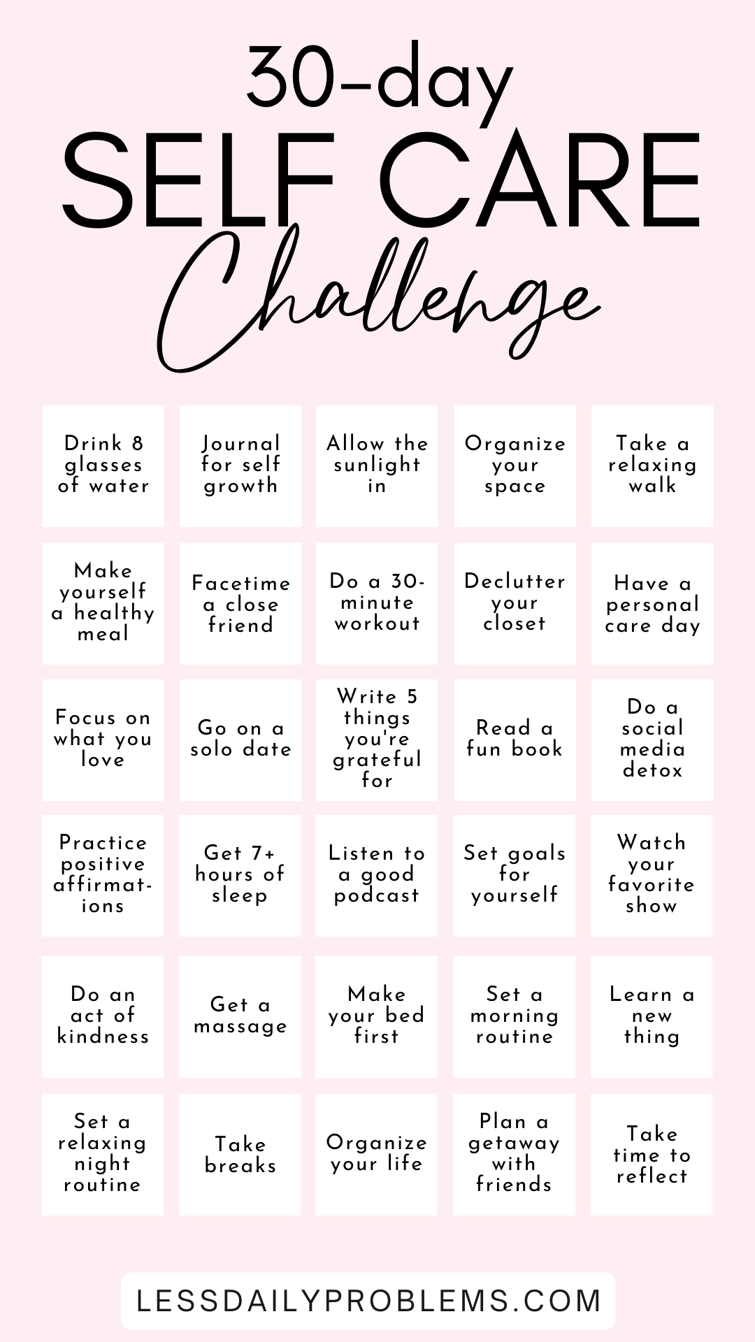 30 Day Self Care Challenge To Destress Your Life - Life Prettified