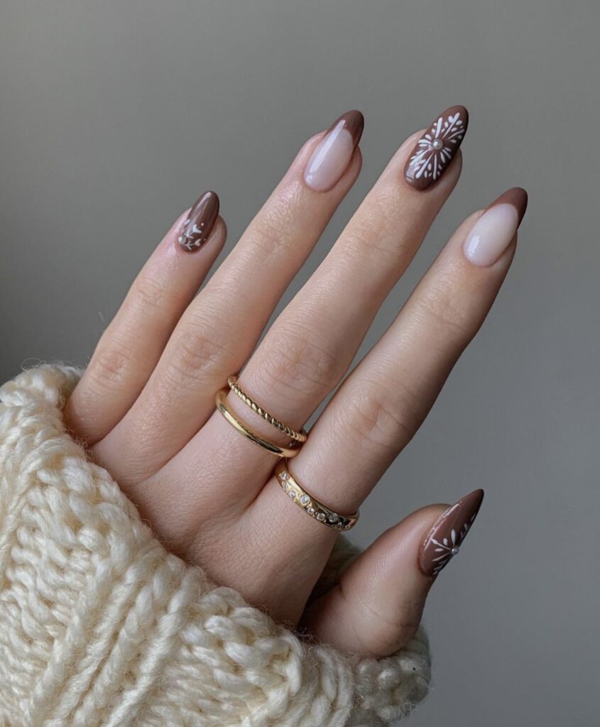 Brown Christmas nail designs