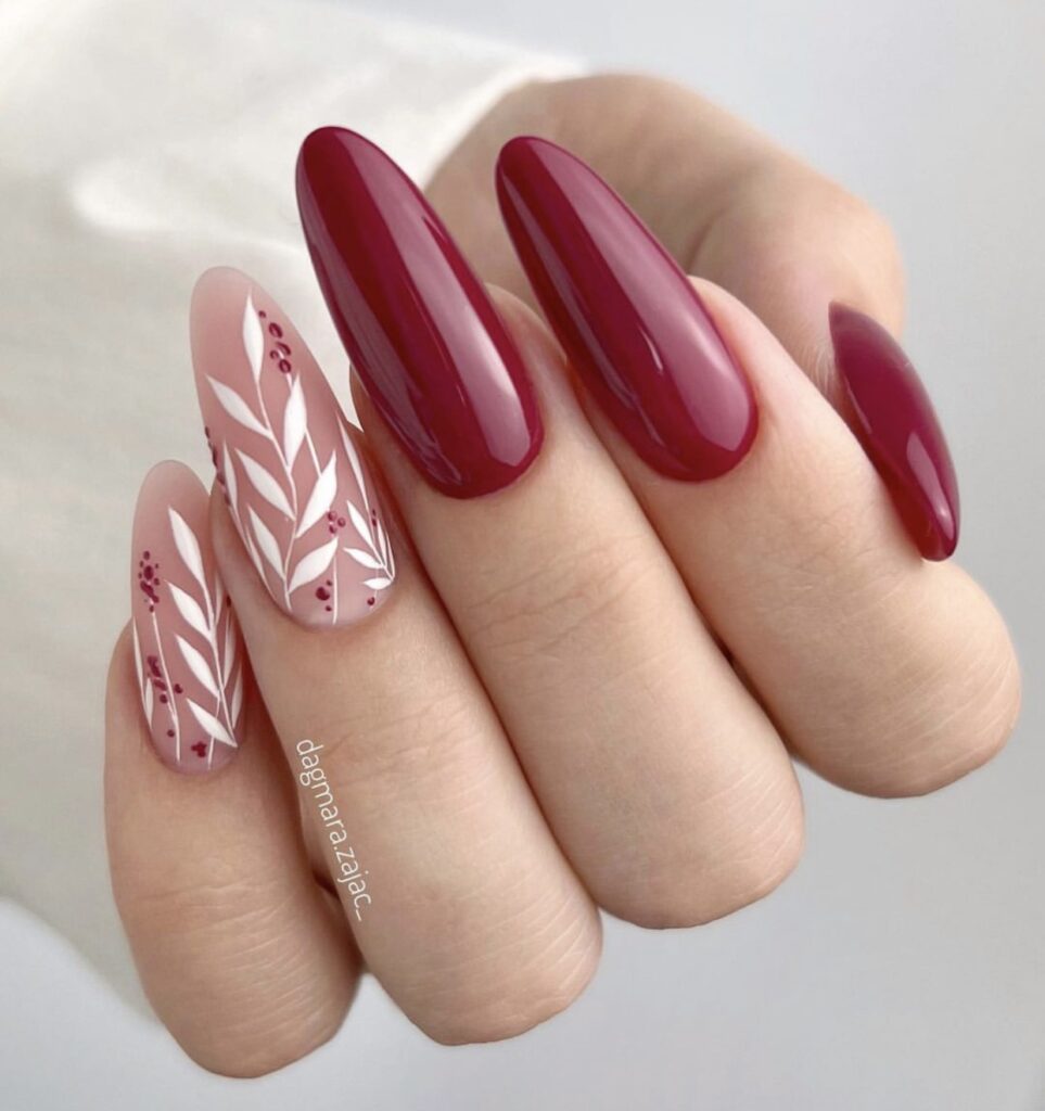 burgundy nail art fall