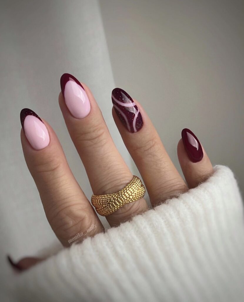 burgundy nail set