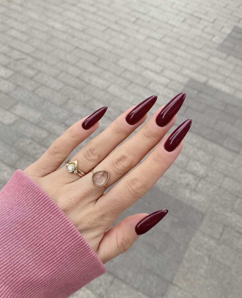 burgundy nails long