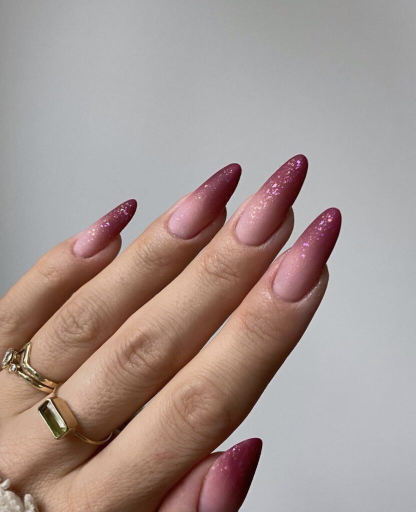 burgundy nails ombre