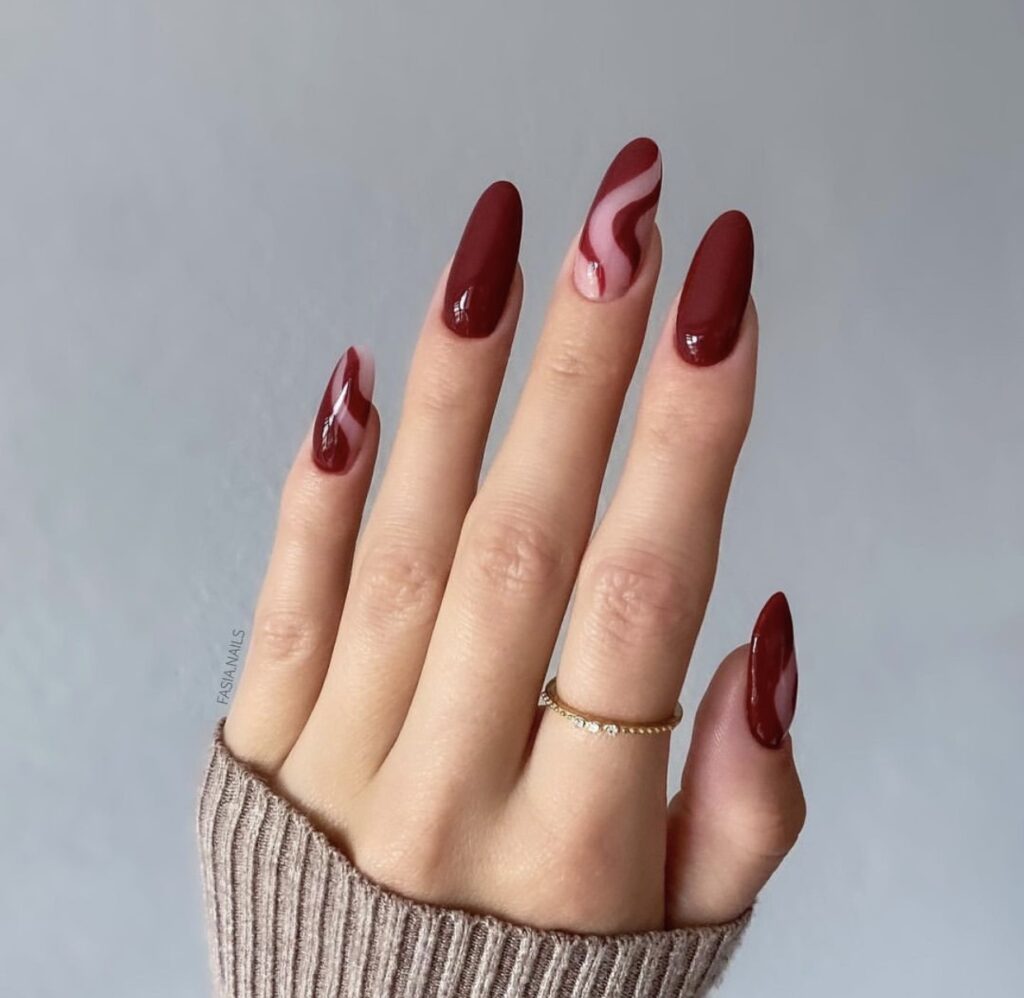 burgundy nails valentines