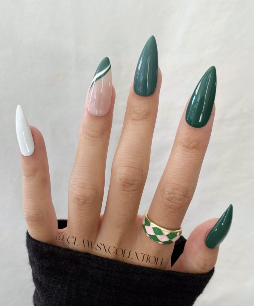 green holiday nails