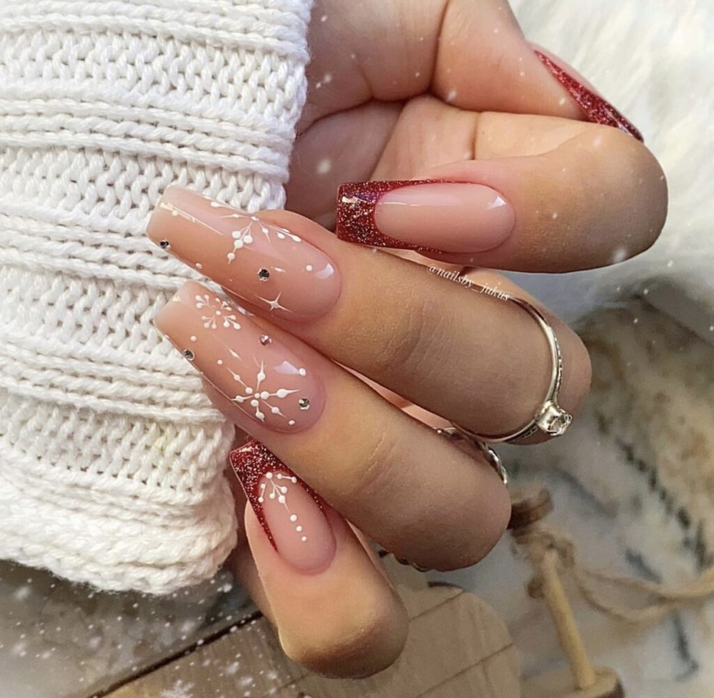 red snowflake nails