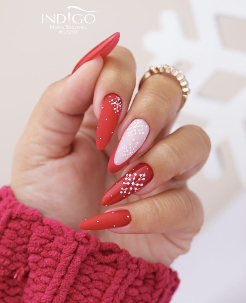 winter nails red