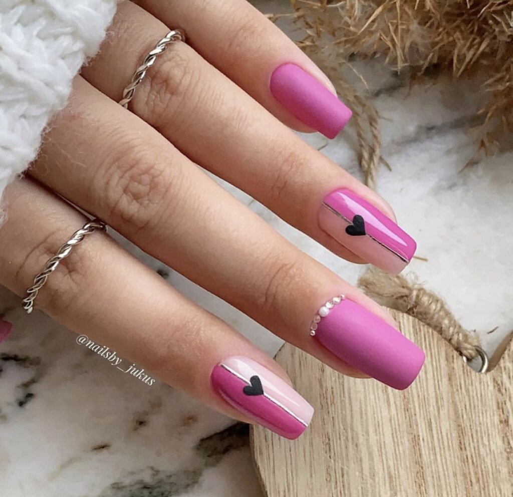 valentines day nails coffin pink