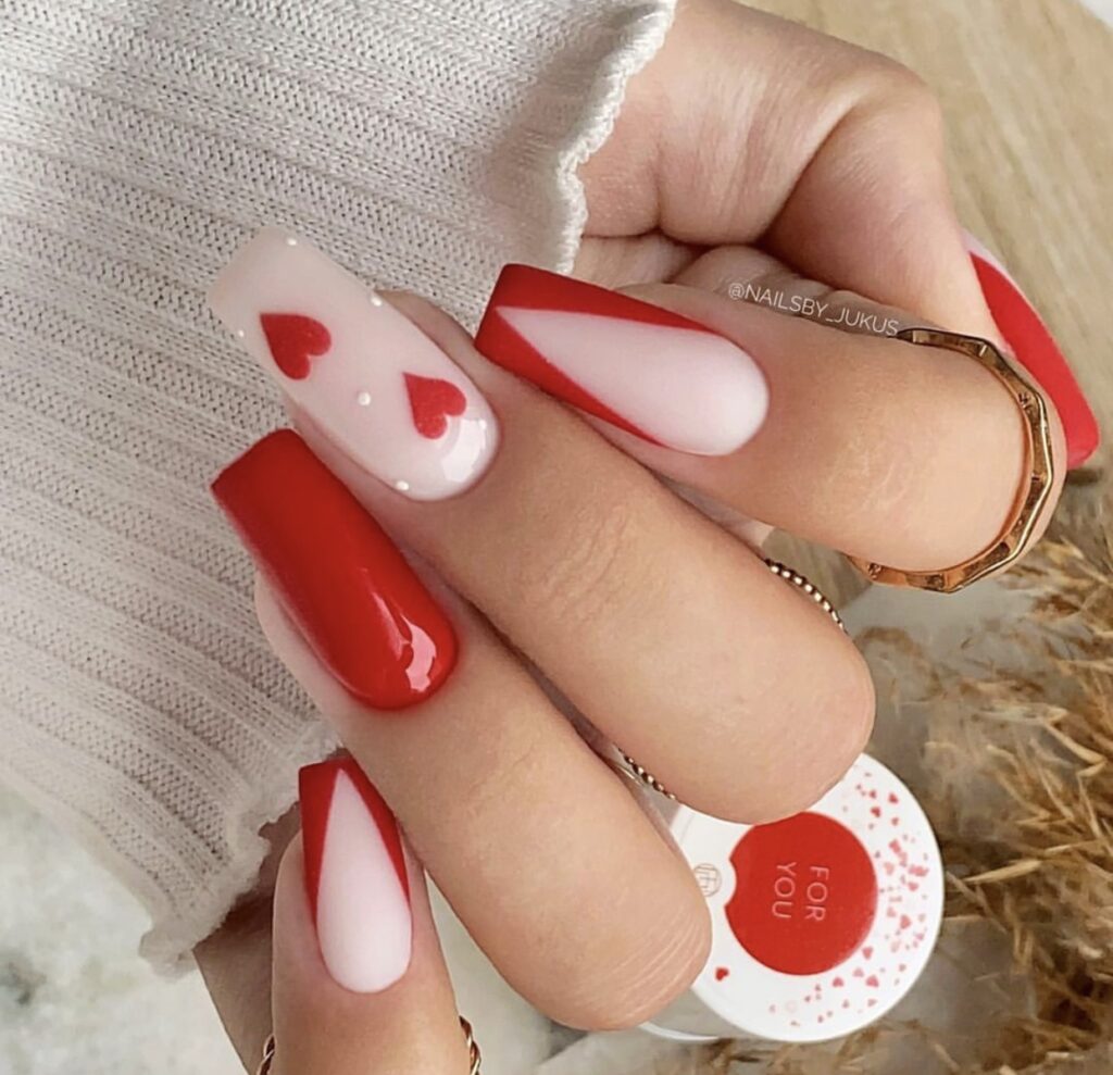 valentines day nails coffin red