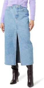 denim maxi skirt with a slit