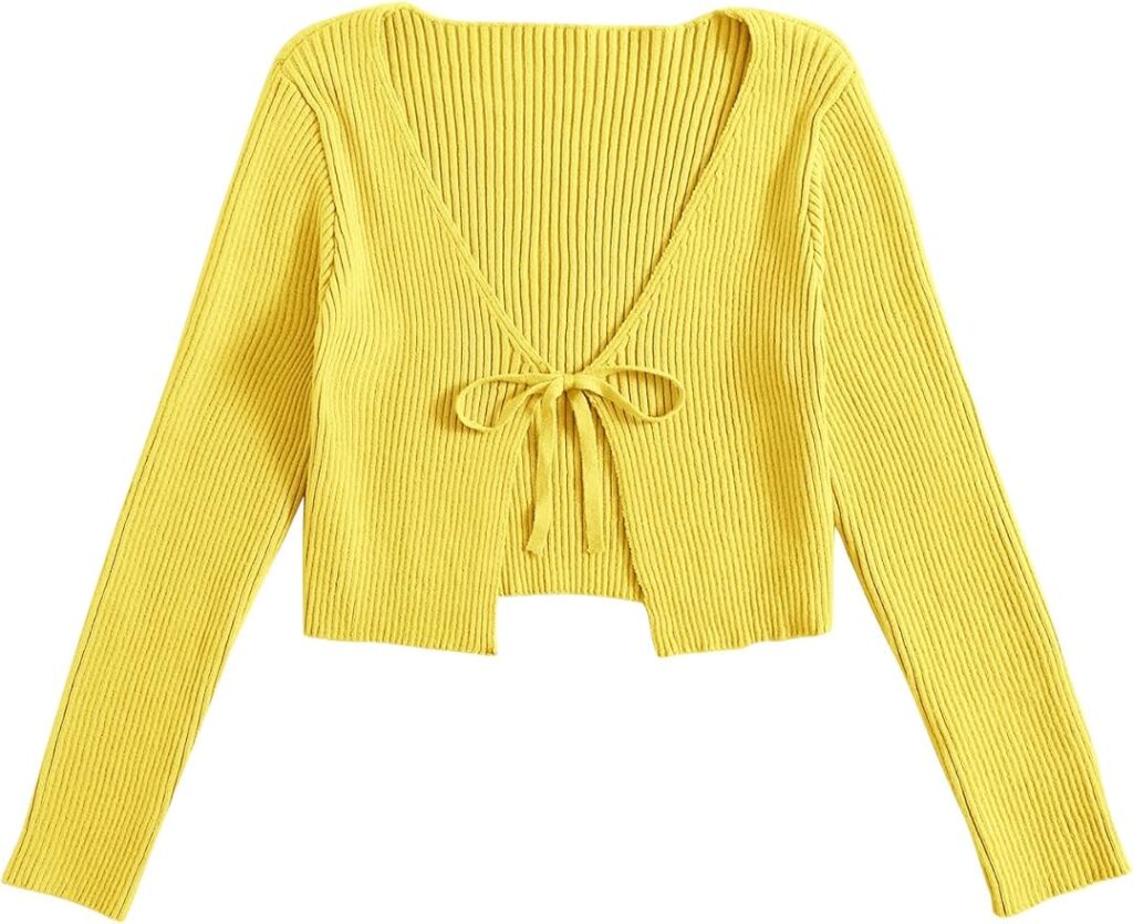 yellow cropped cardigan