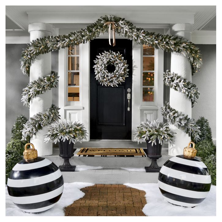 Black and white oversized ornaments