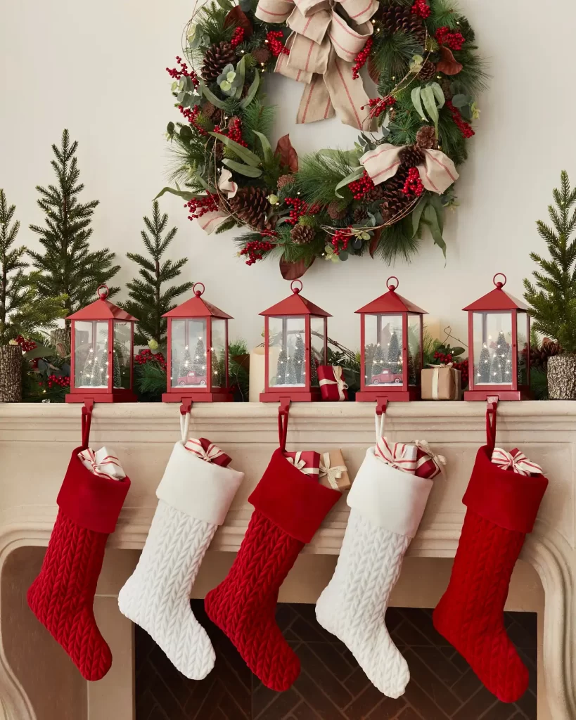 Christmas lantern stocking holder