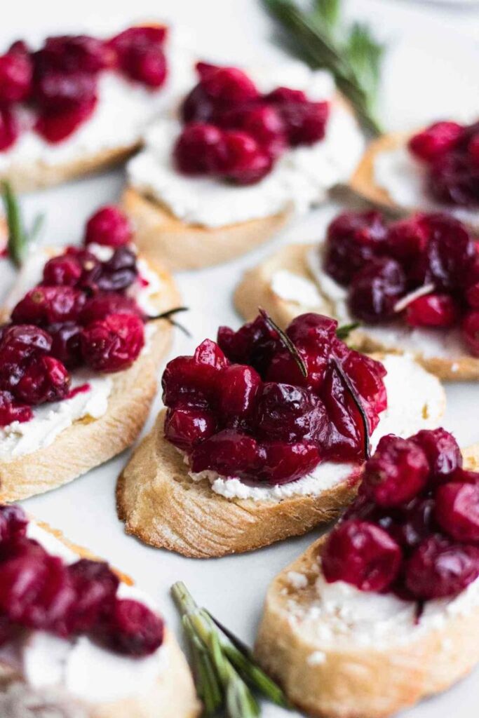 Roasted Cranberry and Goat Cheese Crostini