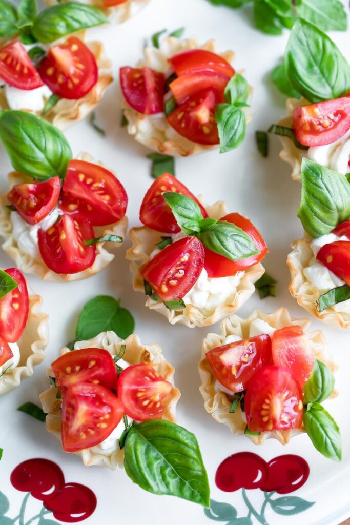 Bruschetta Phyllo Cups with Whipped Feta and Basil