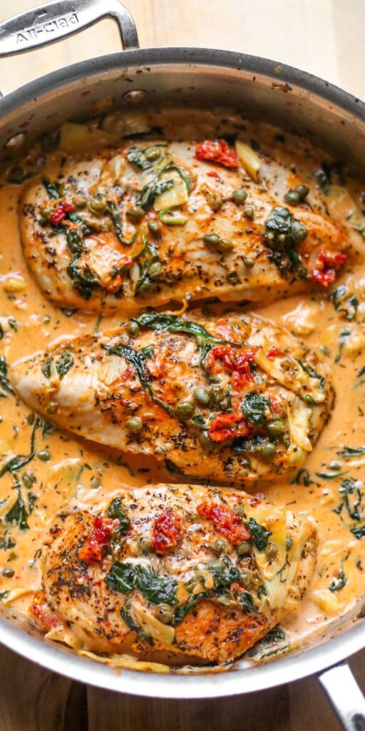 Creamy Tuscan Chicken with Spinach and Artichokes