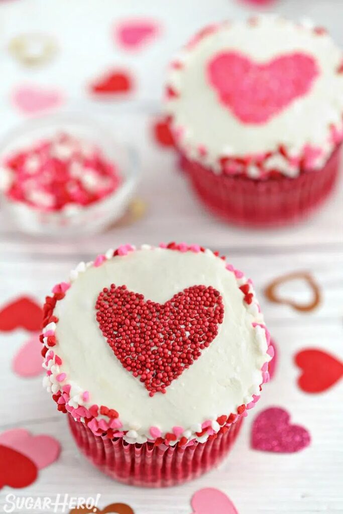 Sprinkle Heart Cupcakes
