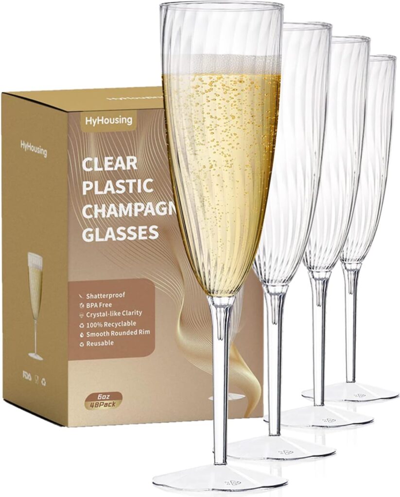 clear champagne plastic glasses