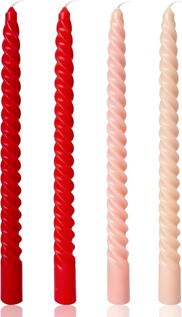 pink and red spiral candles