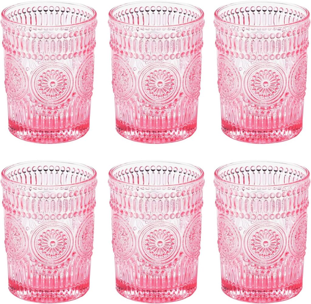 pink drinking glasses