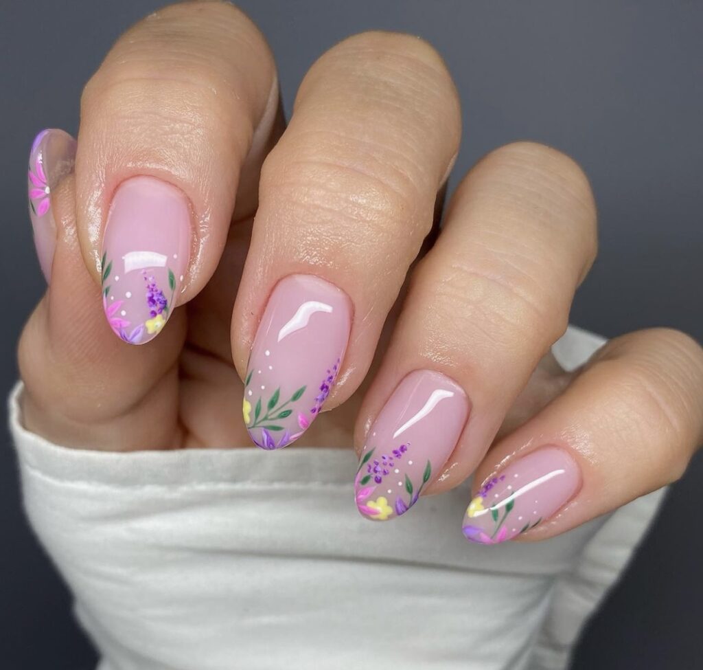 floral frenchies spring nails