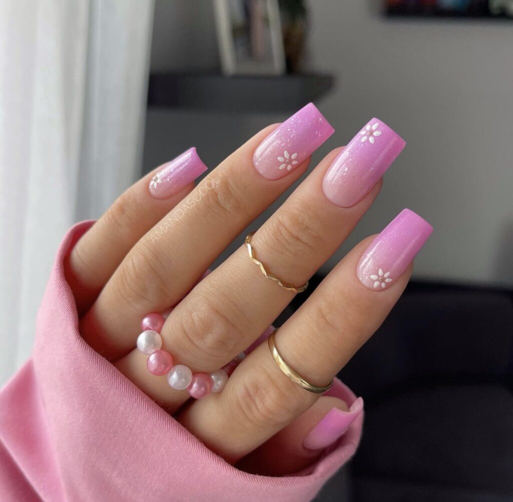 pink spring gradient nails