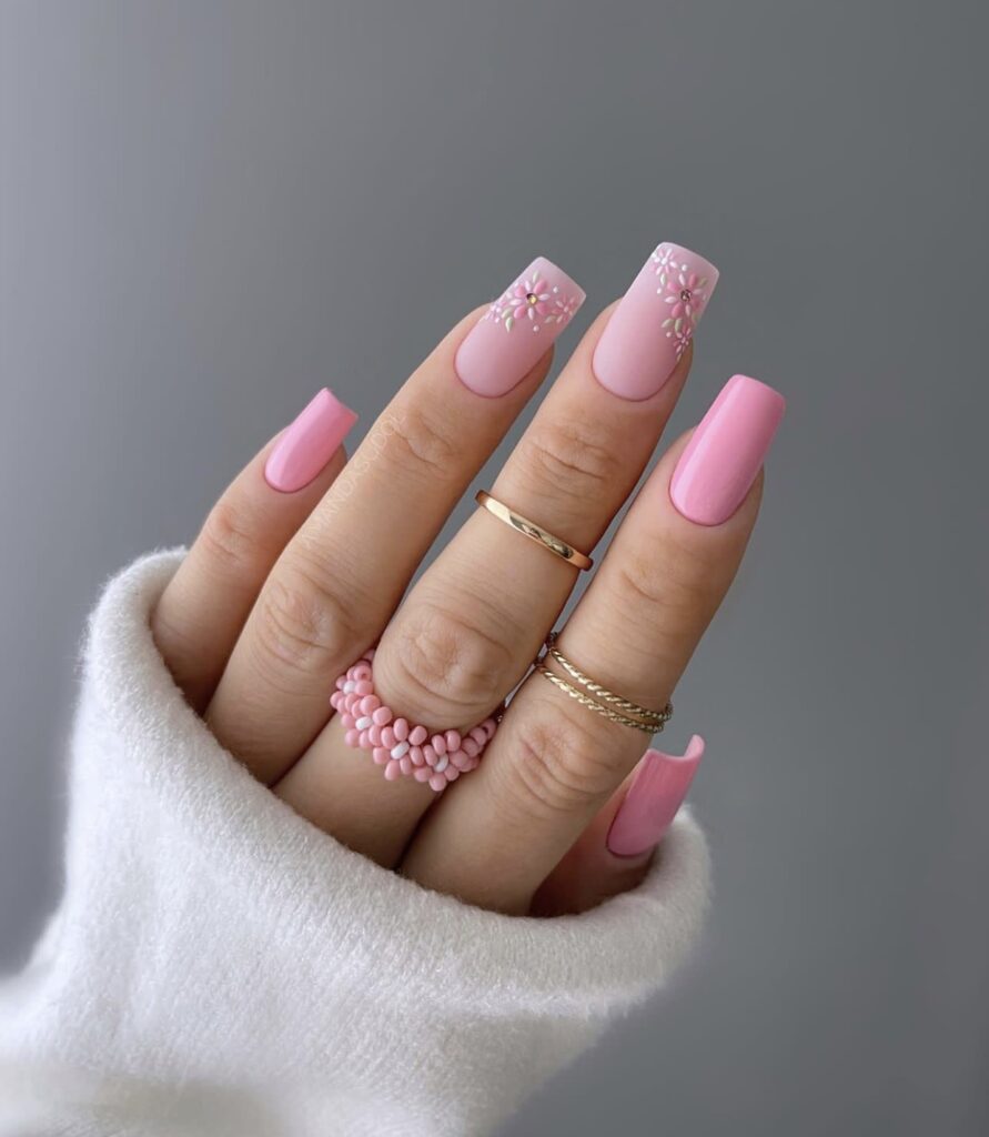 short spring nails pink