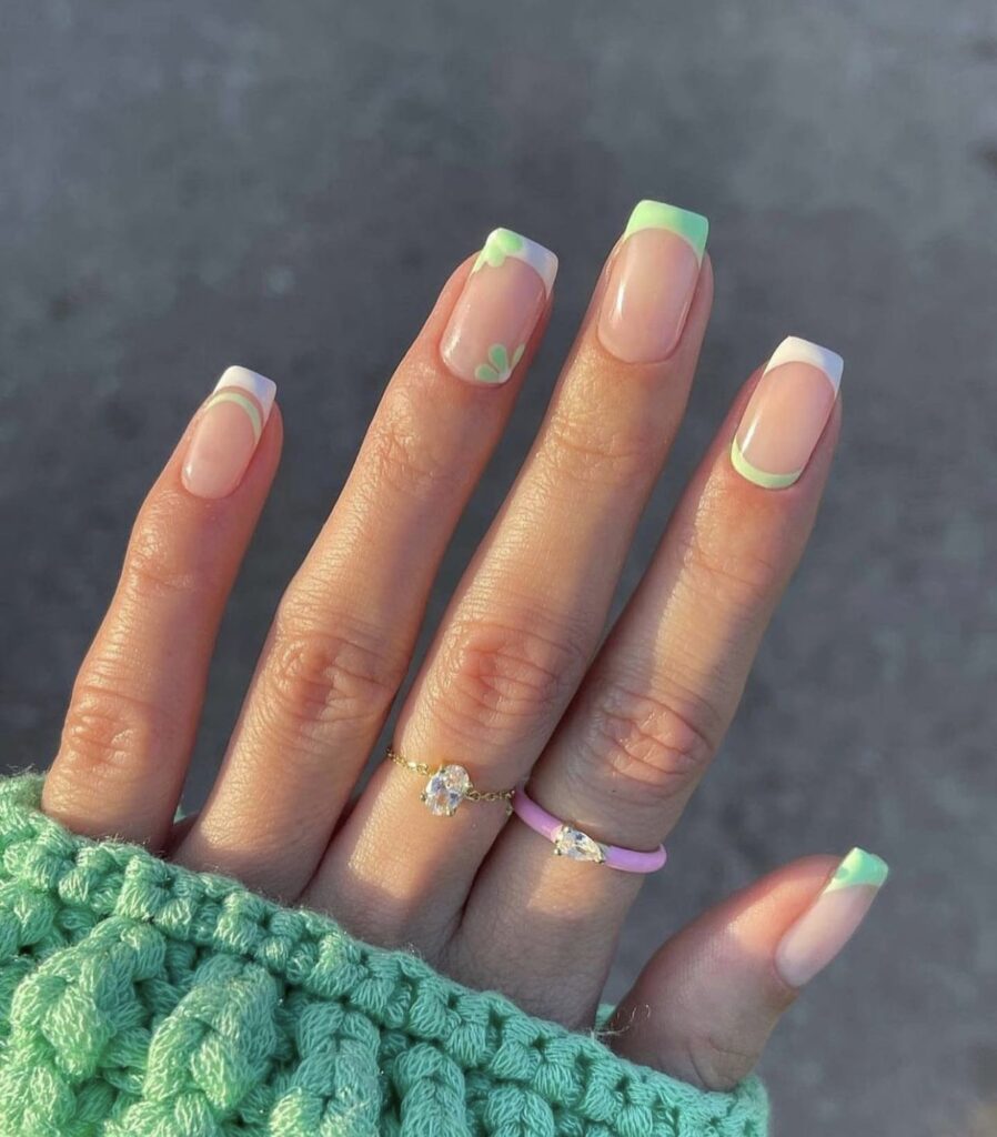 simple green short square nails