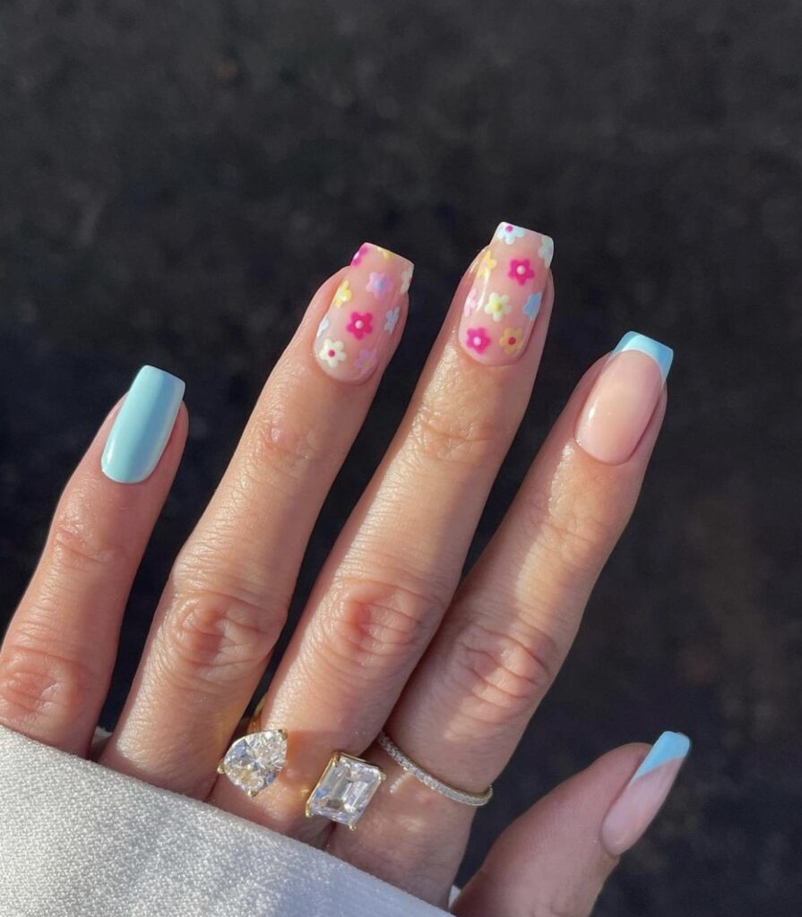 spring floral nails