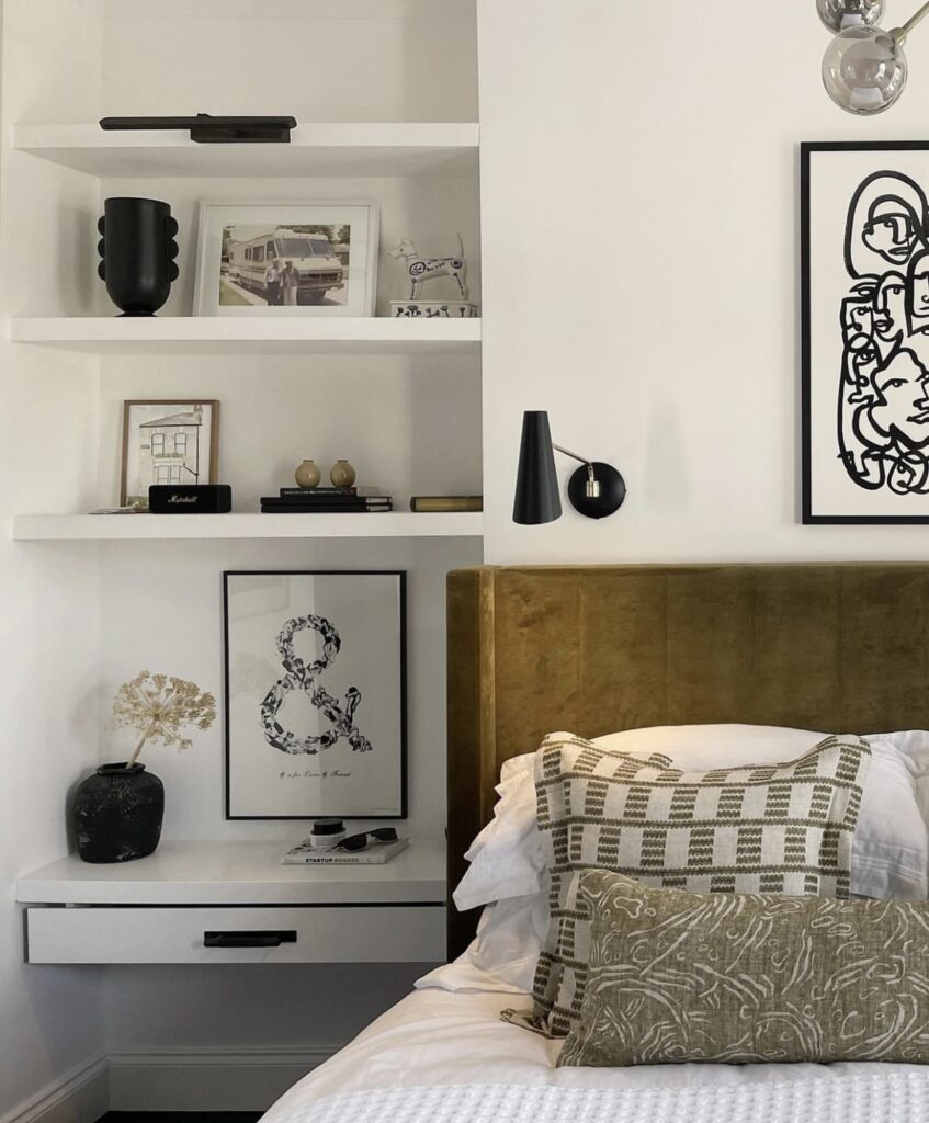 bedroom decor floating shelves