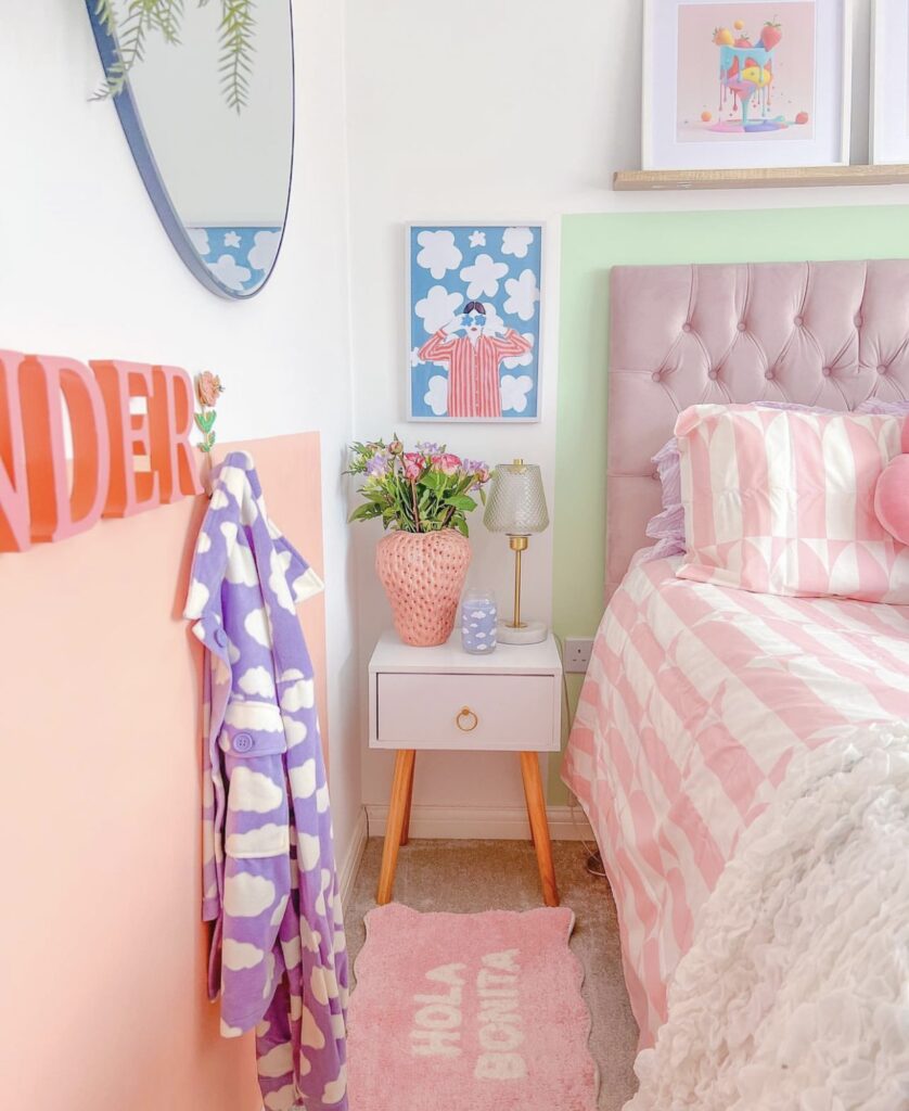 colorful minimalist bedroom