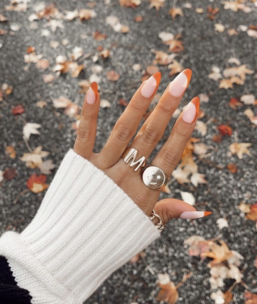 burnt orange nails acrylic