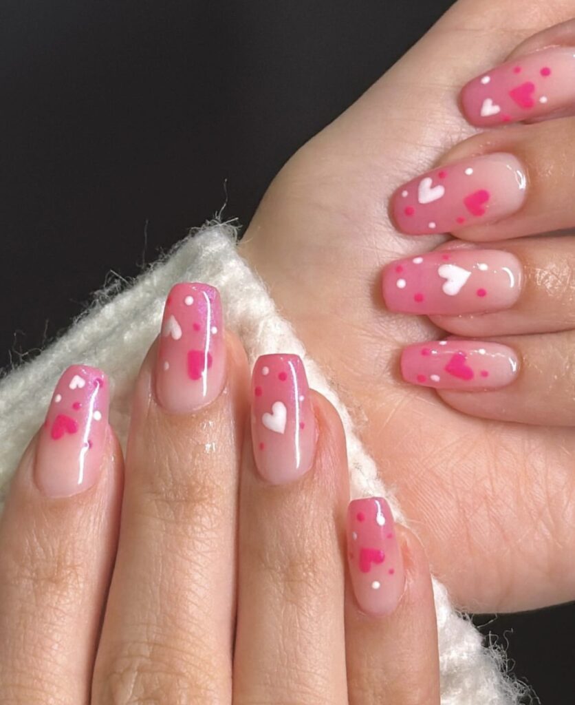 pink heart nail designs