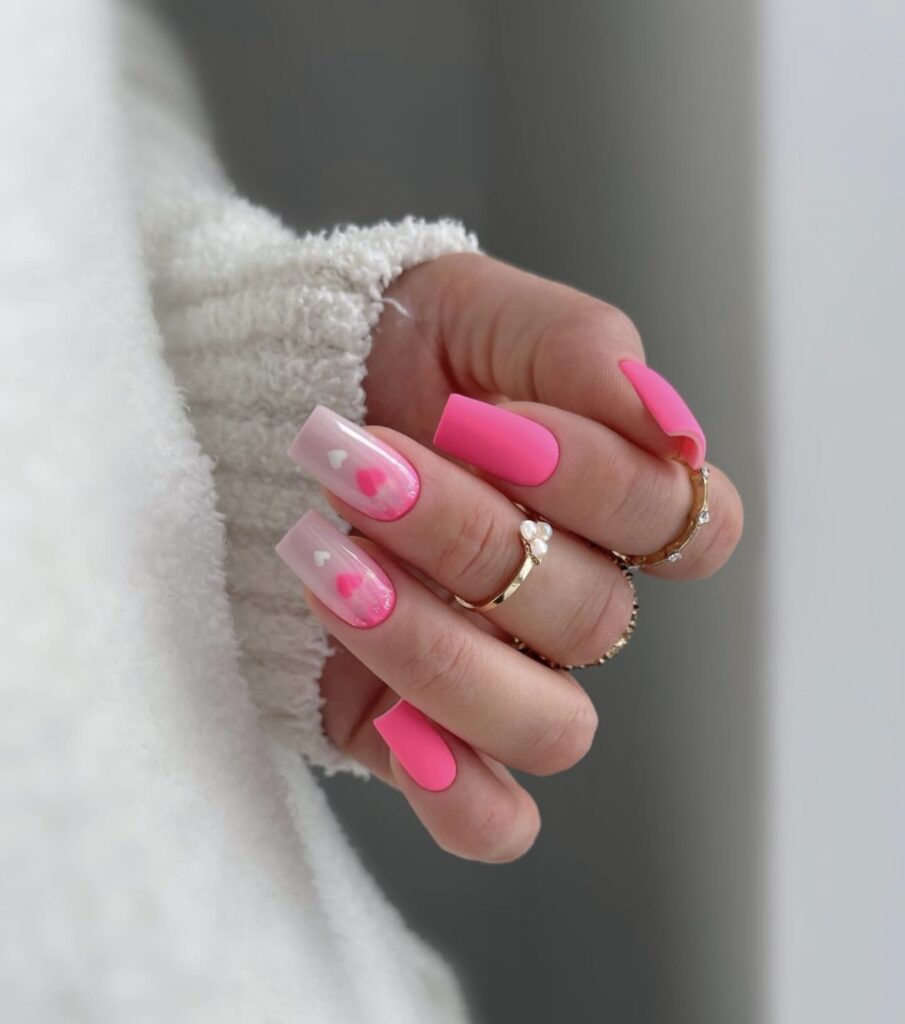 pink heart nail designs