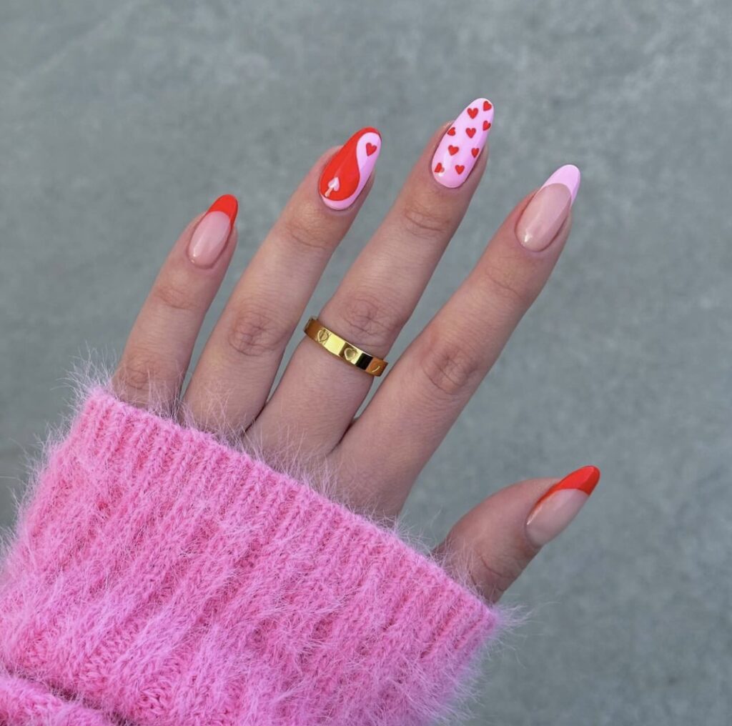 pink heart nail designs