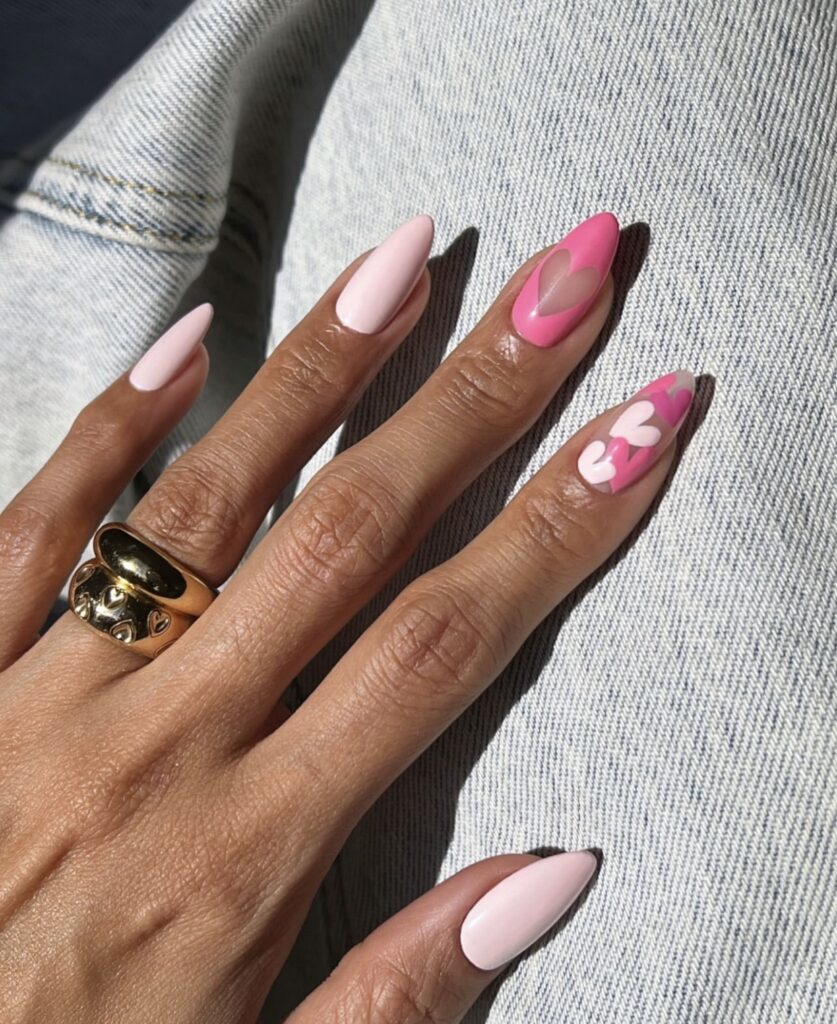 pink heart nail designs