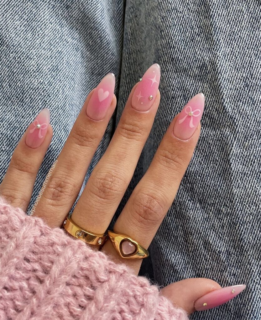 pink heart nail designs