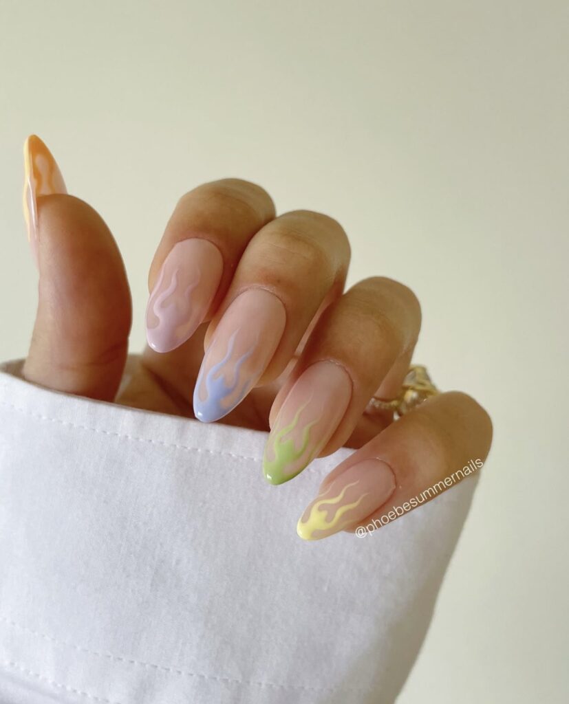 pastel nails french tip