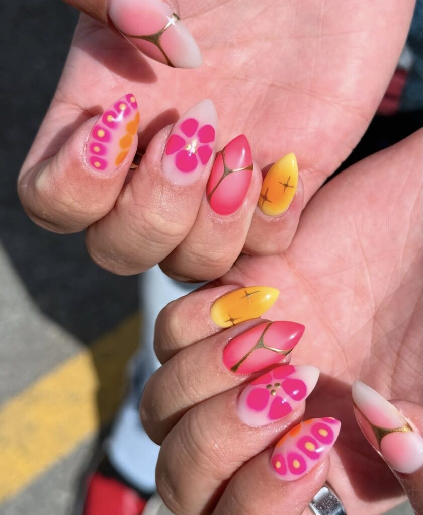 pink and orange nails