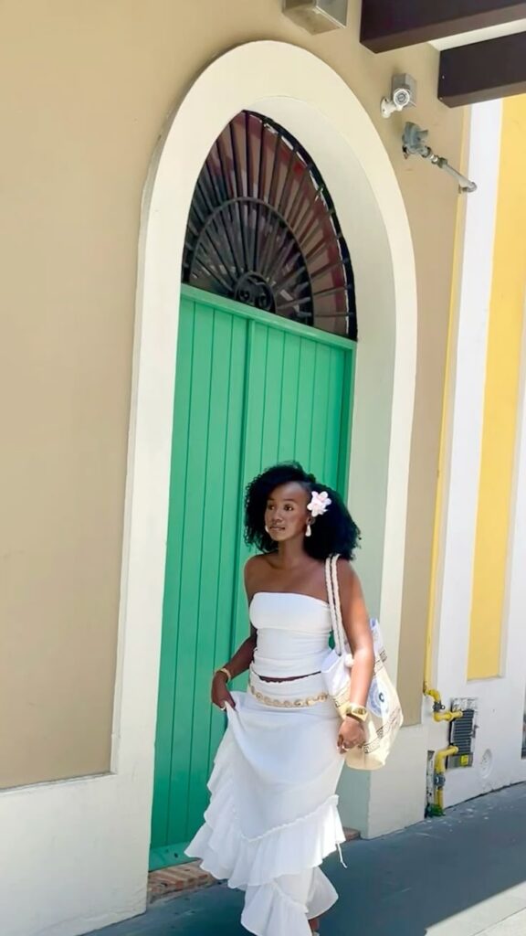cute white tiered maxi skirt styled for summer