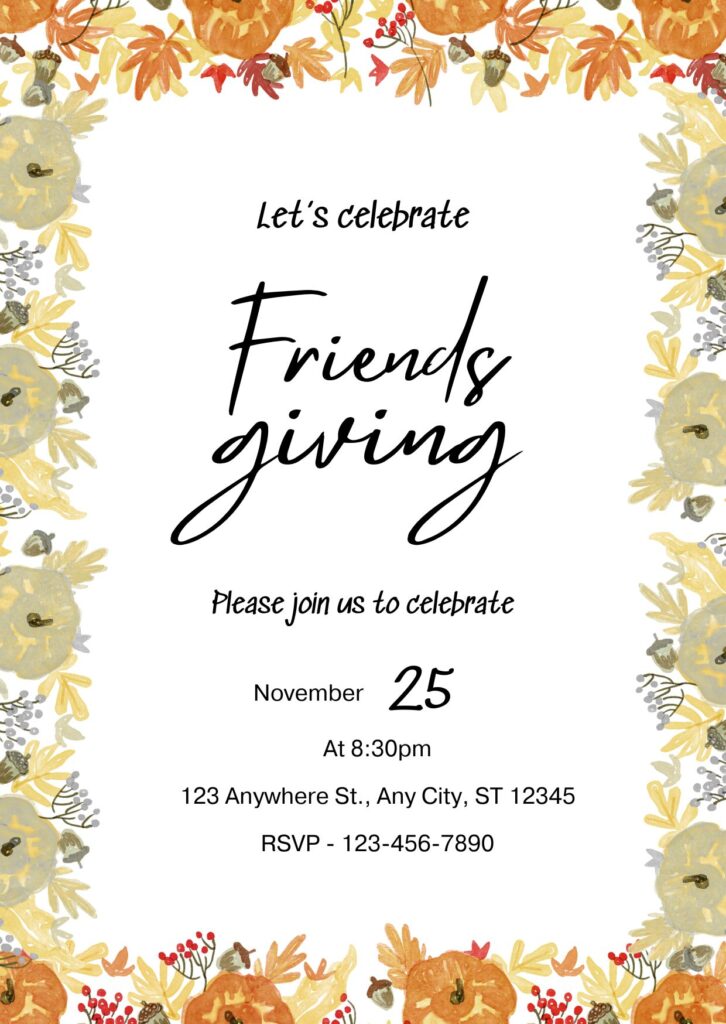 Friendsgiving party invite