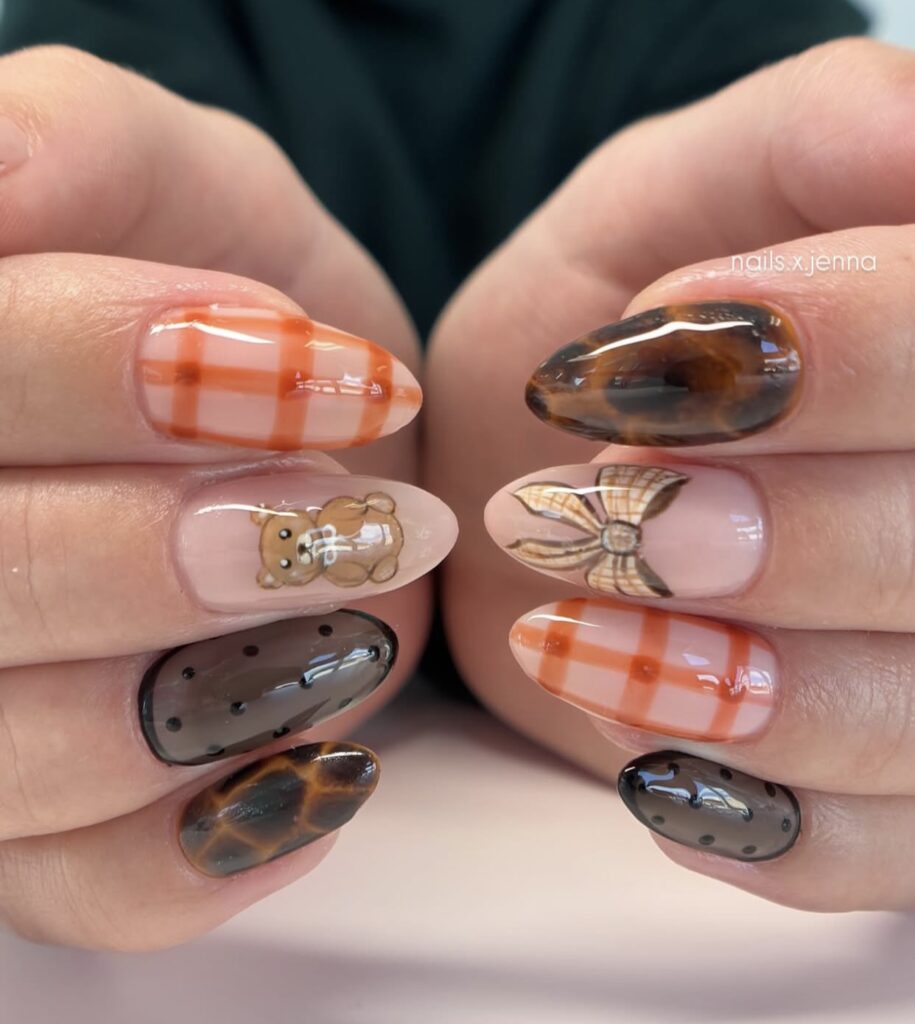 thanksgiving almond nails
