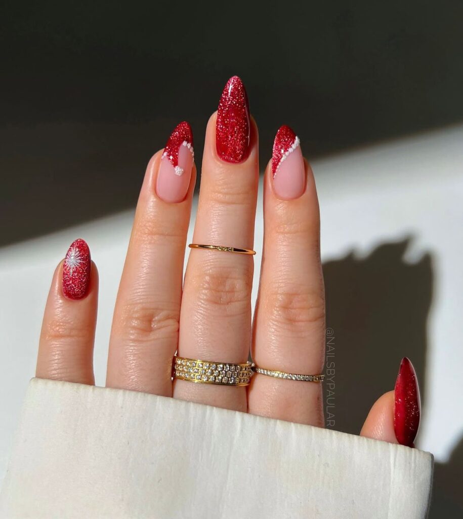 dark red christmas nails
