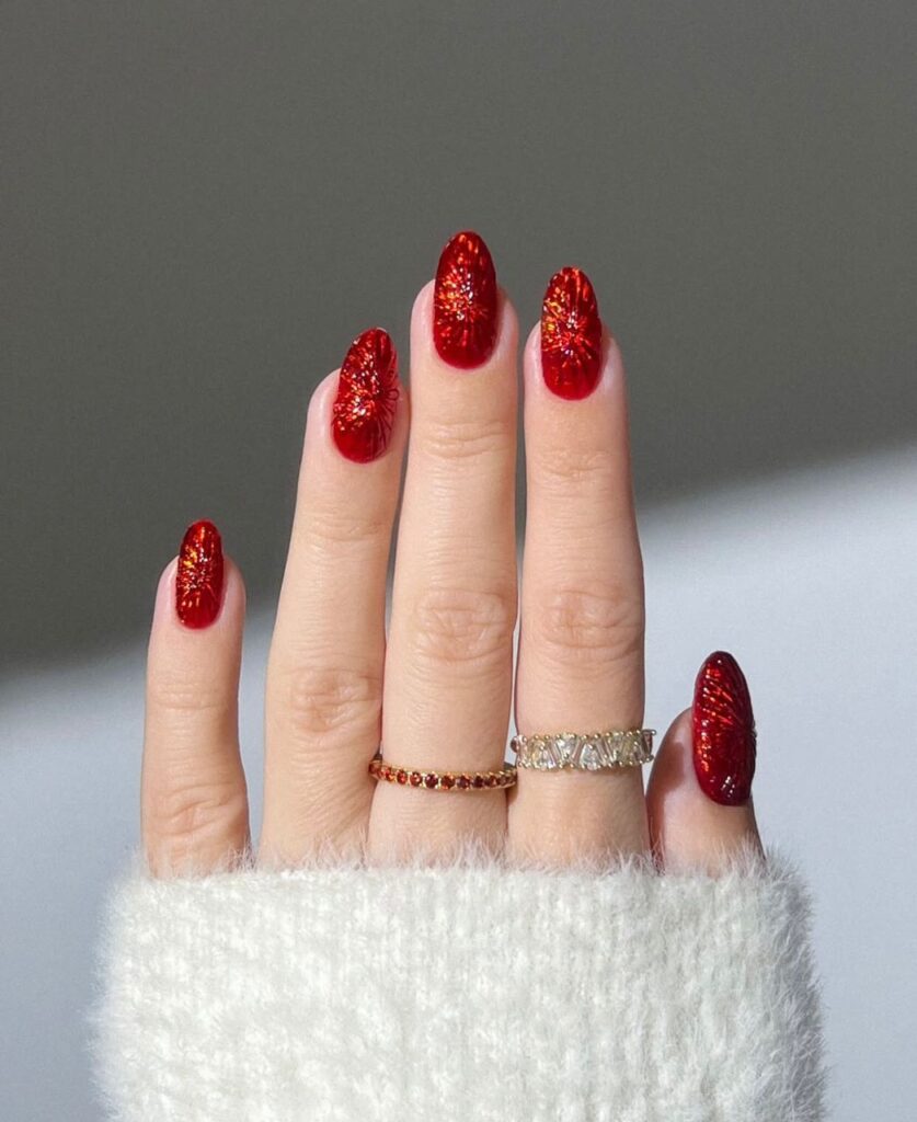 red Christmas nail designs