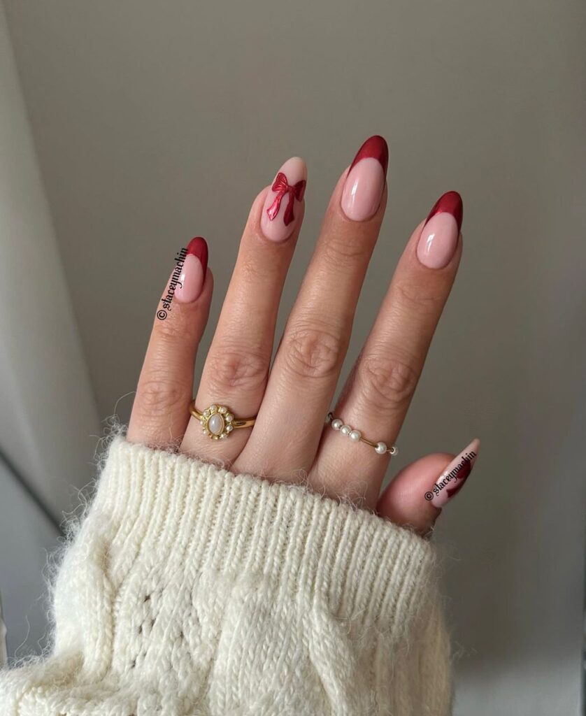 red chrome christmas nails
