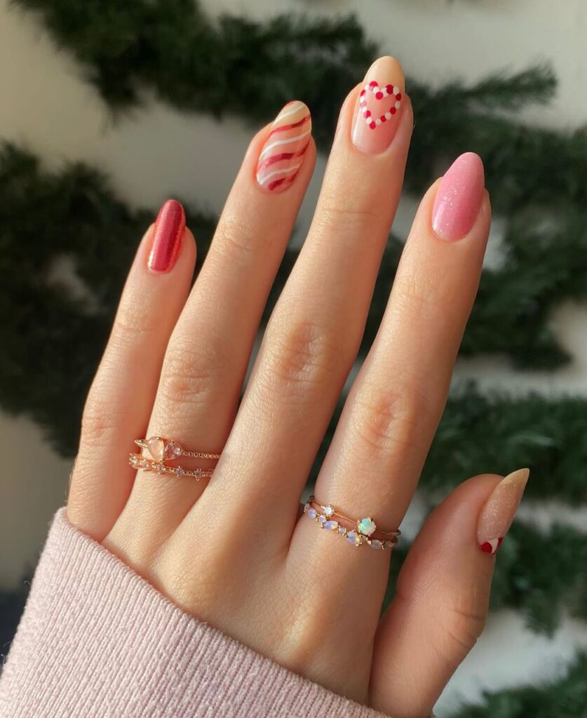 red short christmas nails