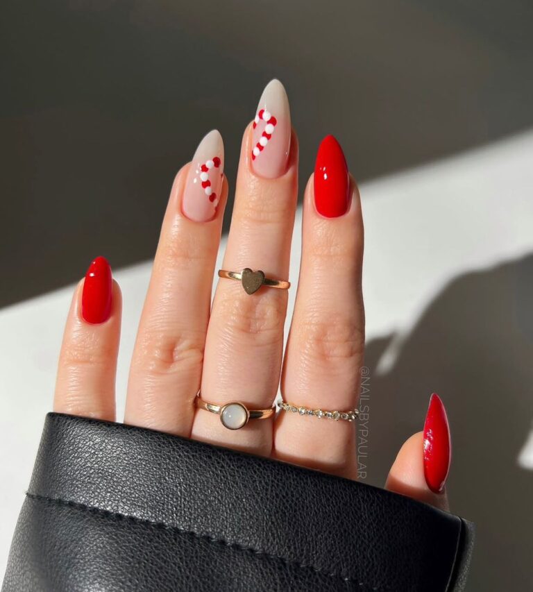simple red christmas nails