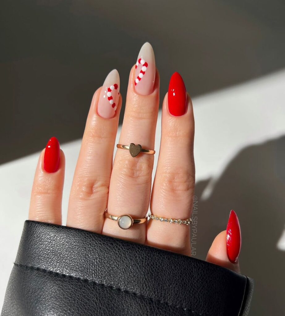 simple red christmas nails