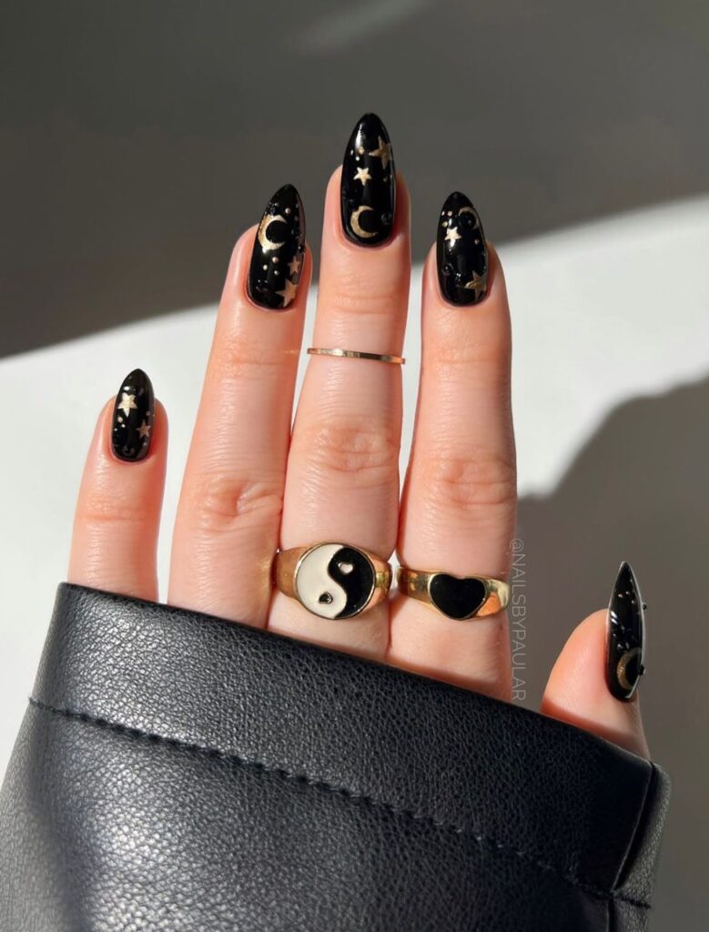black new years nails