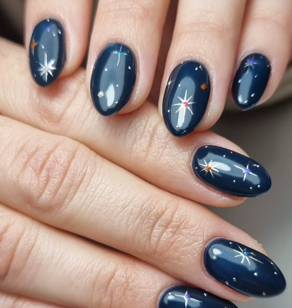blue new years nails