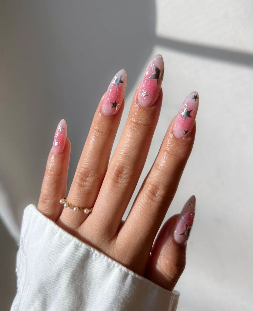pink new years nails